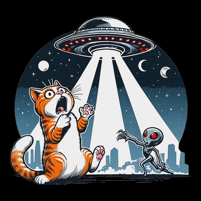 Orange Cat Ufo Apron