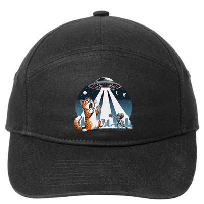 Orange Cat Ufo 7-Panel Snapback Hat