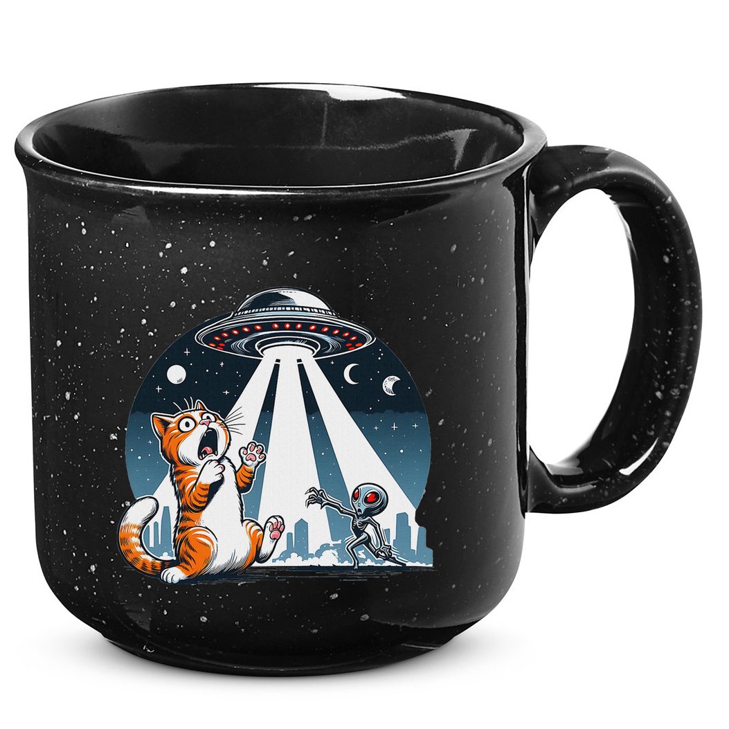 Orange Cat Ufo 15oz Campfire Ceramic Mug