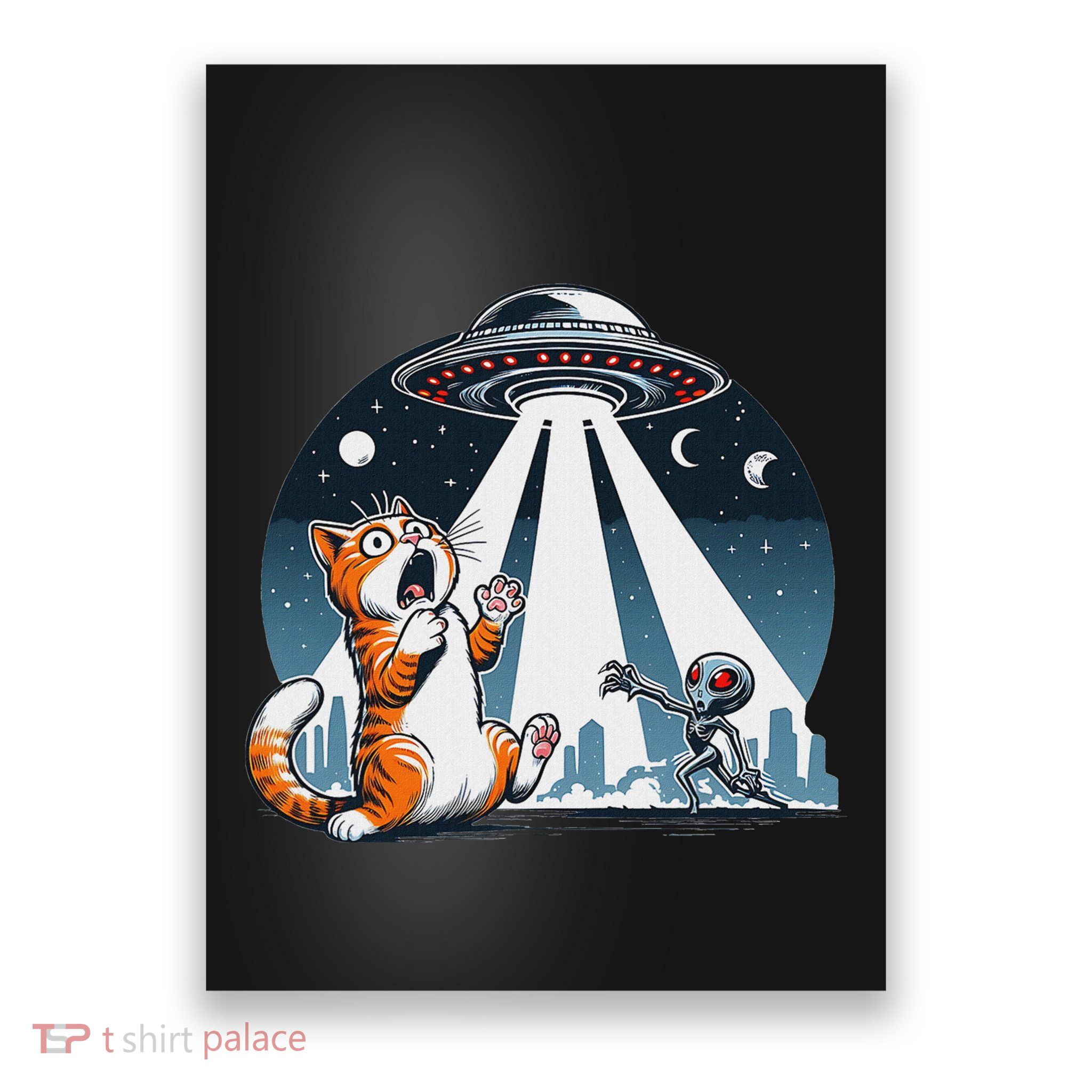 Orange Cat Ufo Poster