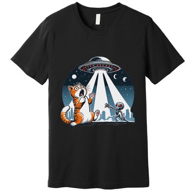 Orange Cat Ufo Premium T-Shirt