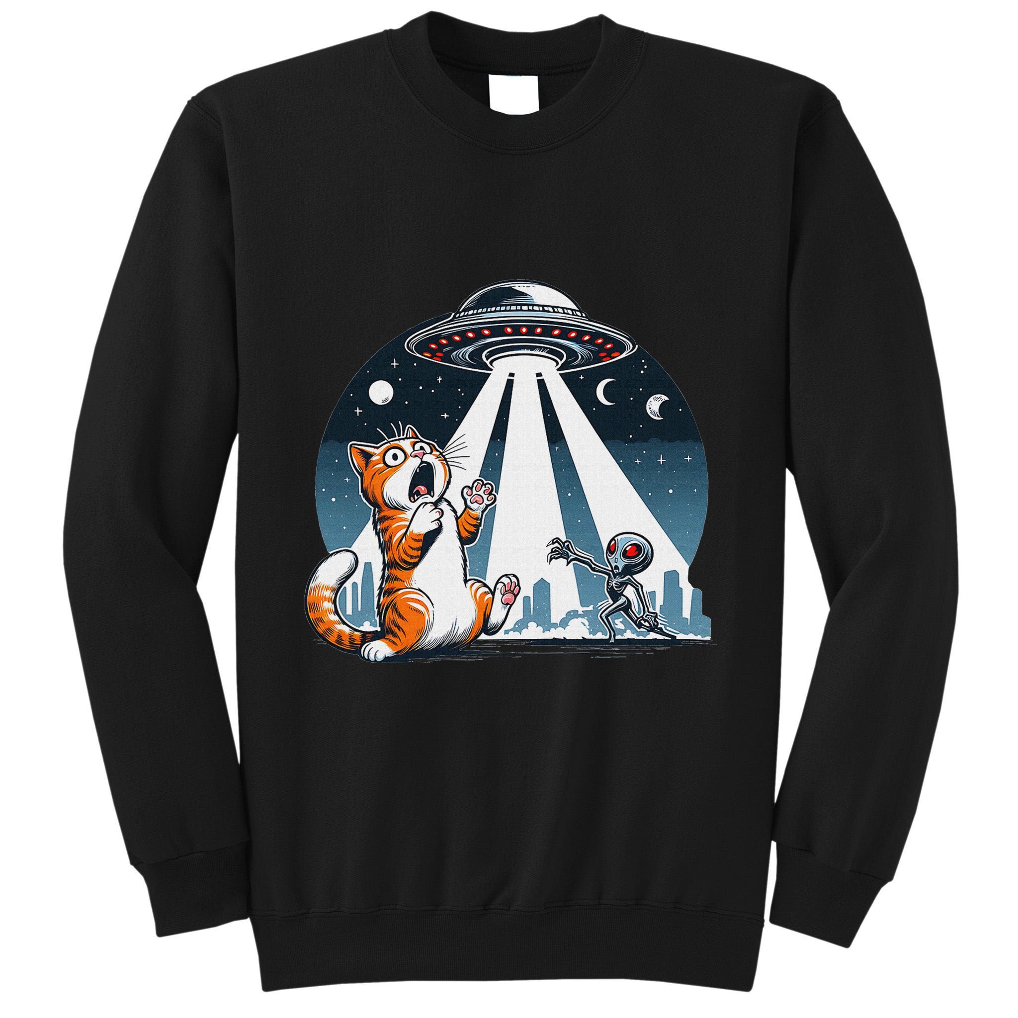 Orange Cat Ufo Tall Sweatshirt