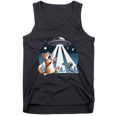Orange Cat Ufo Tank Top