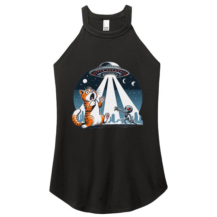 Orange Cat Ufo Women's Perfect Tri Rocker Tank