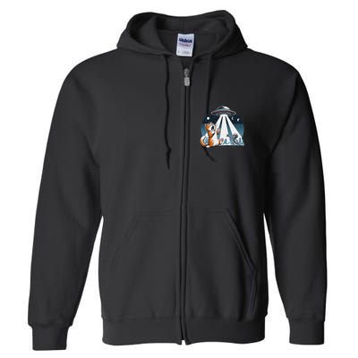 Orange Cat Ufo Full Zip Hoodie