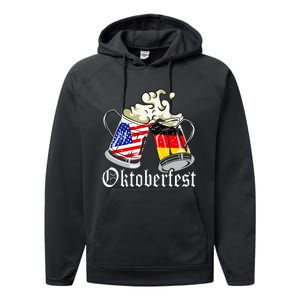 Oktoberfest Cheers Usa Germany Flags Performance Fleece Hoodie