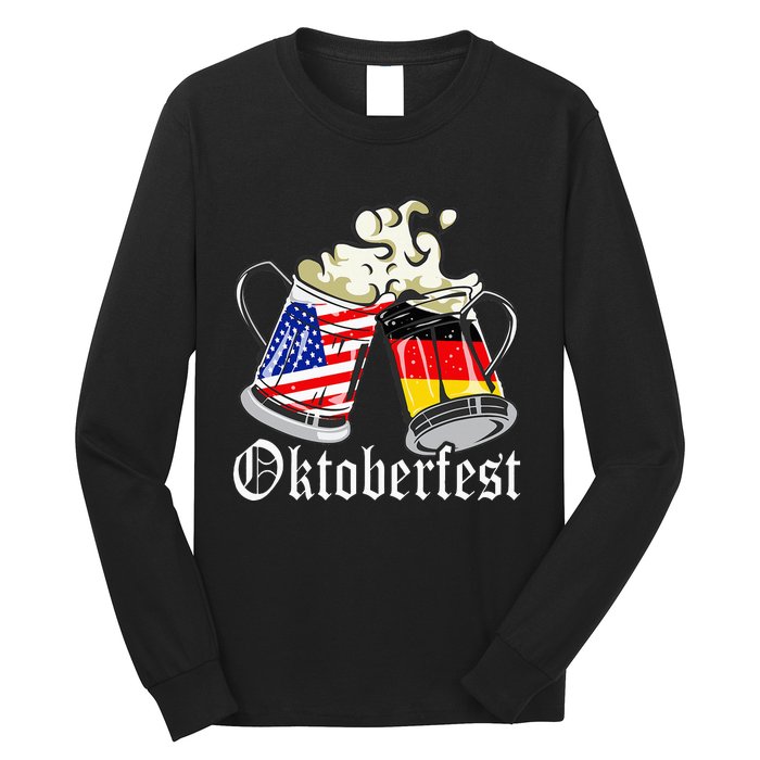 Oktoberfest Cheers Usa Germany Flags Long Sleeve Shirt