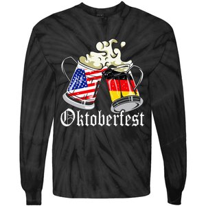 Oktoberfest Cheers Usa Germany Flags Tie-Dye Long Sleeve Shirt