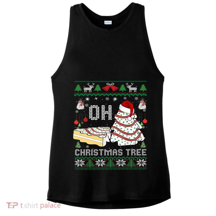 Oh Christmas Ugly Tree Cakes Debbie Becky Jen Cake Lovers Gift Ladies PosiCharge Tri-Blend Wicking Tank