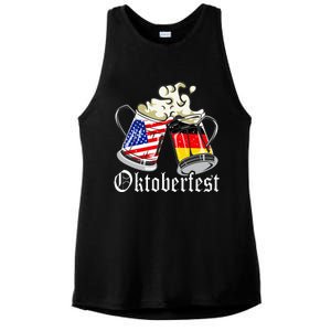 Oktoberfest Cheers Usa Germany Flags Ladies PosiCharge Tri-Blend Wicking Tank