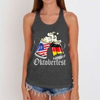 Oktoberfest Cheers Usa Germany Flags Women's Knotted Racerback Tank