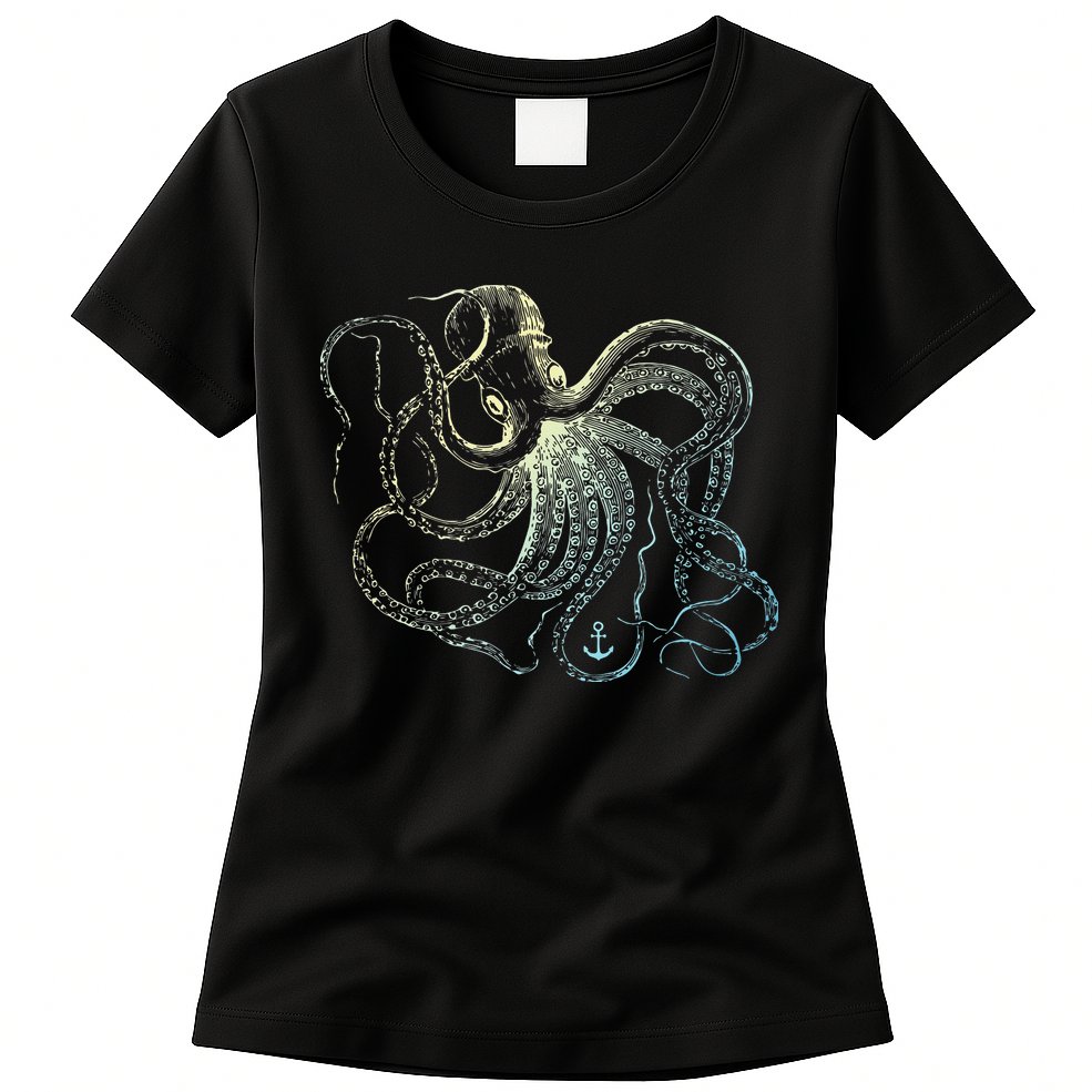Octopus Cool Vintage Marine Biologist Ocean Sea Life 3 Womens T-Shirt
