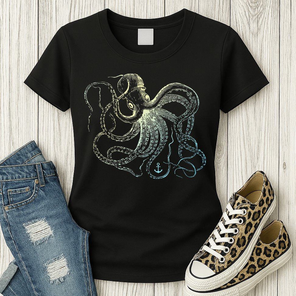 Octopus Cool Vintage Marine Biologist Ocean Sea Life 3 Womens T-Shirt