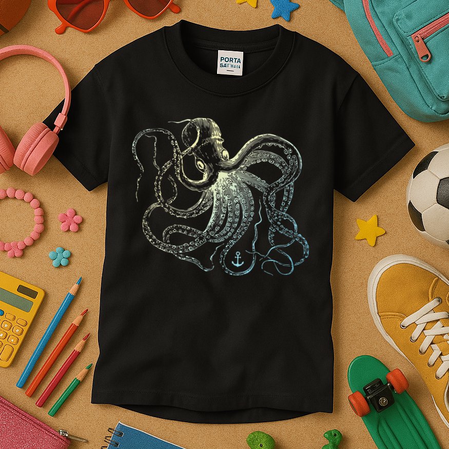 Octopus Cool Vintage Marine Biologist Ocean Sea Life 3 Kids T-Shirt