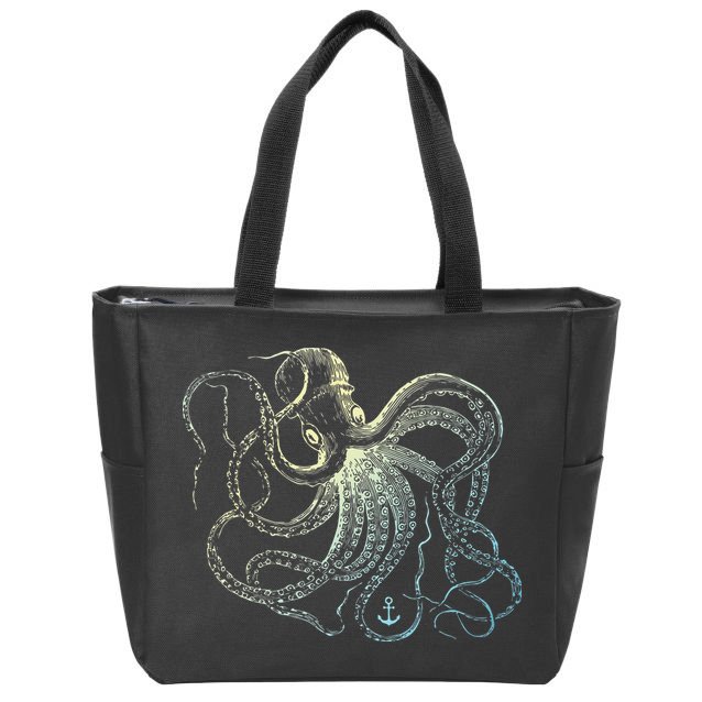 Octopus Cool Vintage Marine Biologist Ocean Sea Life 3 Zip Tote Bag