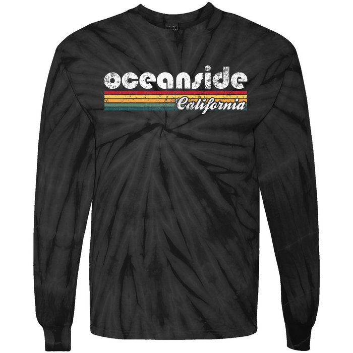 Oceanside California Vintage 70S 80S Retro Style Tie-Dye Long Sleeve Shirt