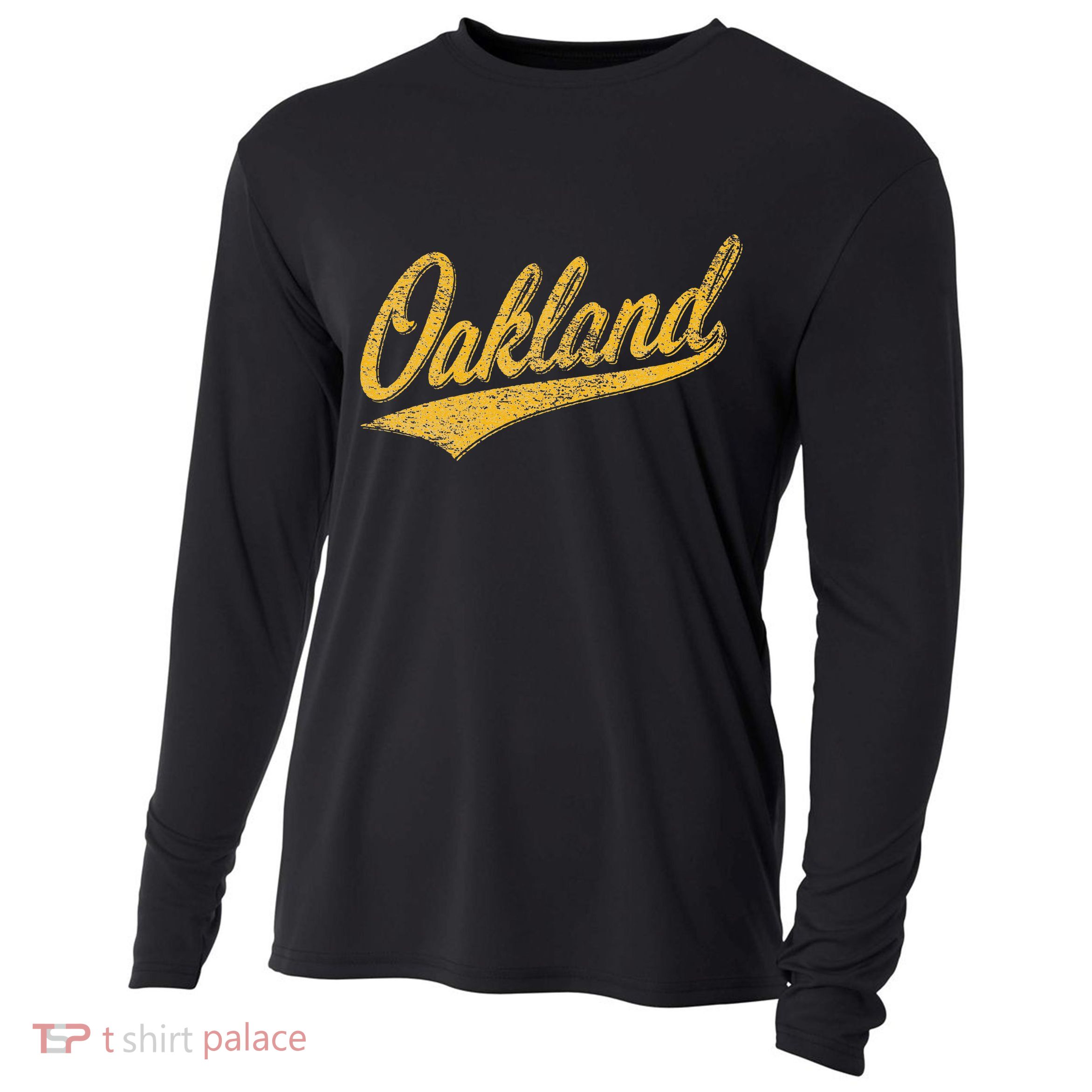 OAKLAND CALIFORNIA VARSITY SCRIPT CLASSIC SPORT JERSEY STYLE Cooling Performance Long Sleeve Crew