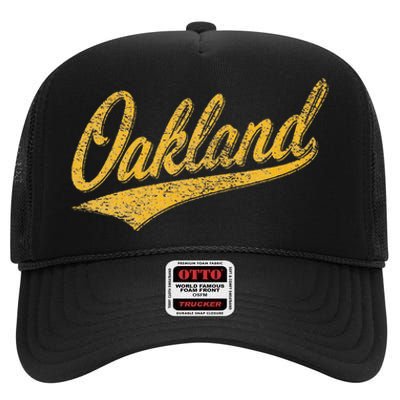 OAKLAND CALIFORNIA VARSITY SCRIPT CLASSIC SPORT JERSEY STYLE High Crown Mesh Back Trucker Hat