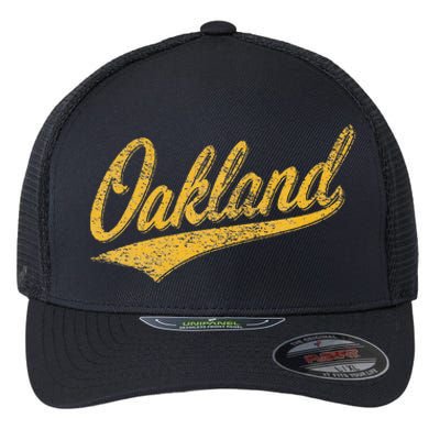 OAKLAND CALIFORNIA VARSITY SCRIPT CLASSIC SPORT JERSEY STYLE Flexfit Unipanel Trucker Cap