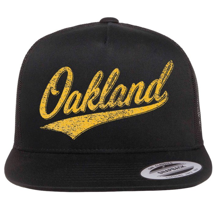 OAKLAND CALIFORNIA VARSITY SCRIPT CLASSIC SPORT JERSEY STYLE Flat Bill Trucker Hat