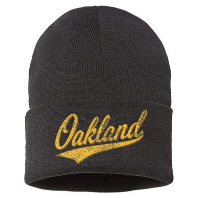 OAKLAND CALIFORNIA VARSITY SCRIPT CLASSIC SPORT JERSEY STYLE Sustainable Knit Beanie