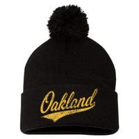 OAKLAND CALIFORNIA VARSITY SCRIPT CLASSIC SPORT JERSEY STYLE Pom Pom 12in Knit Beanie