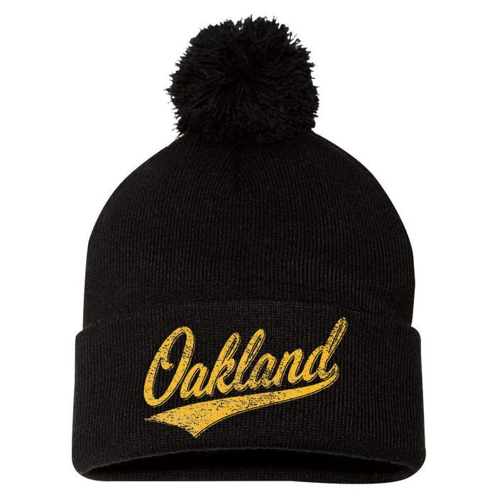 OAKLAND CALIFORNIA VARSITY SCRIPT CLASSIC SPORT JERSEY STYLE Pom Pom 12in Knit Beanie