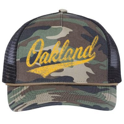 OAKLAND CALIFORNIA VARSITY SCRIPT CLASSIC SPORT JERSEY STYLE Retro Rope Trucker Hat Cap