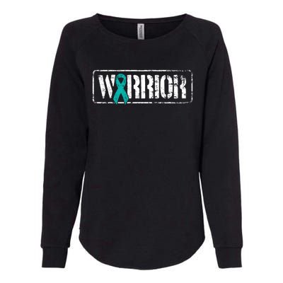 Ovarian Cancer Warrior Meaningful Gift Teal Military Style Awareness Gift Womens California Wash Sweatshirt