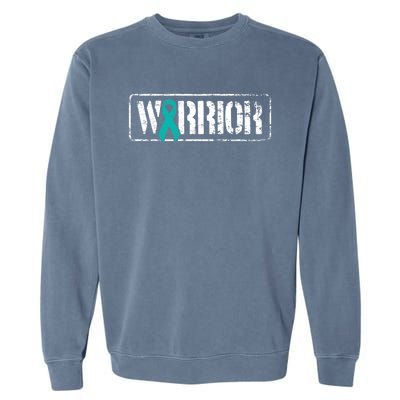 Ovarian Cancer Warrior Meaningful Gift Teal Military Style Awareness Gift Garment-Dyed Sweatshirt