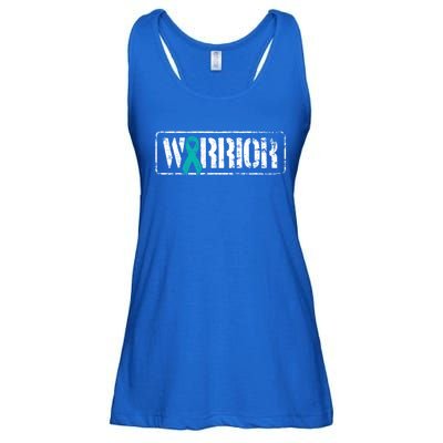 Ovarian Cancer Warrior Meaningful Gift Teal Military Style Awareness Gift Ladies Essential Flowy Tank