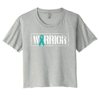 Ovarian Cancer Warrior Meaningful Gift Teal Military Style Awareness Gift Women's Crop Top Tee