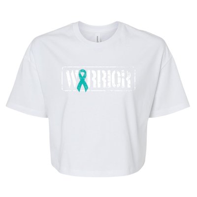 Ovarian Cancer Warrior Meaningful Gift Teal Military Style Awareness Gift Bella+Canvas Jersey Crop Tee