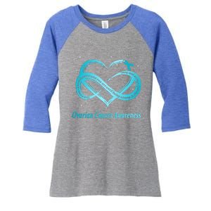 Ovarian Cancer Warrior Gift Women's Tri-Blend 3/4-Sleeve Raglan Shirt