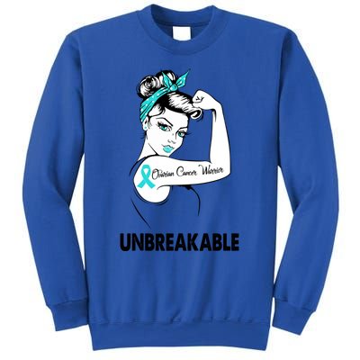 Ovarian Cancer Warrior Unbreakable Gift Awareness Cool Gift Sweatshirt