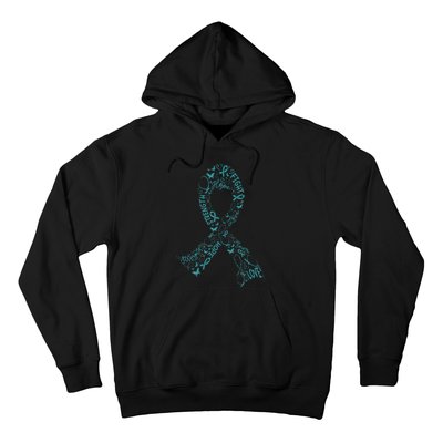 Ovarian Cancer Warrior Teal Ribbon Awareness Gift Hoodie