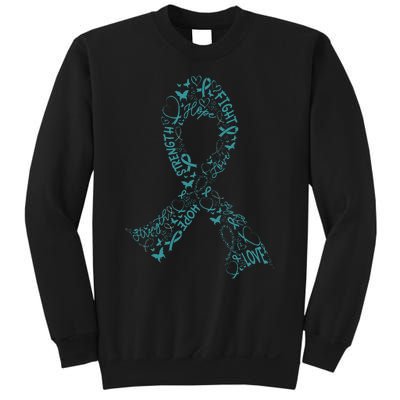 Ovarian Cancer Warrior Teal Ribbon Awareness Gift Sweatshirt