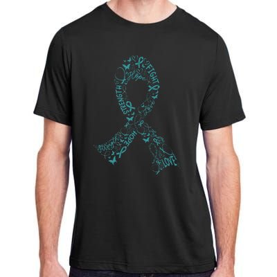 Ovarian Cancer Warrior Teal Ribbon Awareness Gift Adult ChromaSoft Performance T-Shirt