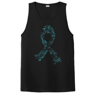 Ovarian Cancer Warrior Teal Ribbon Awareness Gift PosiCharge Competitor Tank