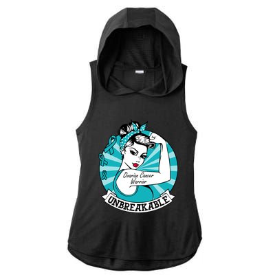 Ovarian Cancer Warrior Unbreakable Ovarian Cancer Awareness Gift Ladies PosiCharge Tri-Blend Wicking Draft Hoodie Tank