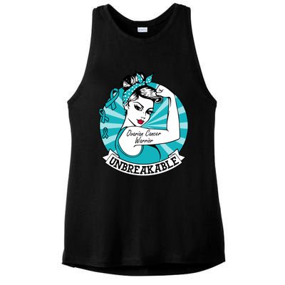 Ovarian Cancer Warrior Unbreakable Ovarian Cancer Awareness Gift Ladies PosiCharge Tri-Blend Wicking Tank