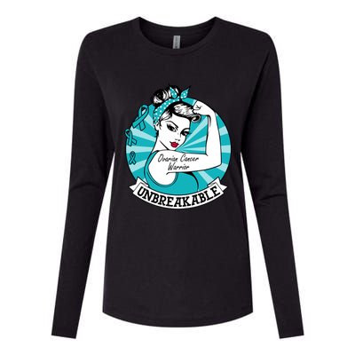 Ovarian Cancer Warrior Unbreakable Ovarian Cancer Awareness Gift Womens Cotton Relaxed Long Sleeve T-Shirt