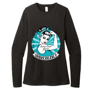 Ovarian Cancer Warrior Unbreakable Ovarian Cancer Awareness Gift Womens CVC Long Sleeve Shirt