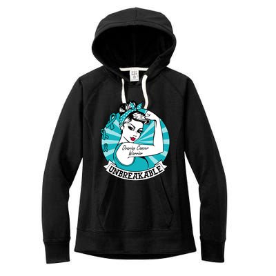 Ovarian Cancer Warrior Unbreakable Ovarian Cancer Awareness Gift Women's Fleece Hoodie