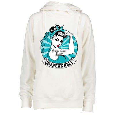 Ovarian Cancer Warrior Unbreakable Ovarian Cancer Awareness Gift Womens Funnel Neck Pullover Hood