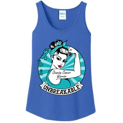 Ovarian Cancer Warrior Unbreakable Ovarian Cancer Awareness Gift Ladies Essential Tank