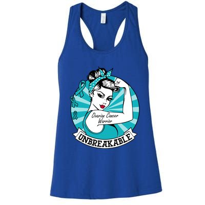 Ovarian Cancer Warrior Unbreakable Ovarian Cancer Awareness Gift Women's Racerback Tank