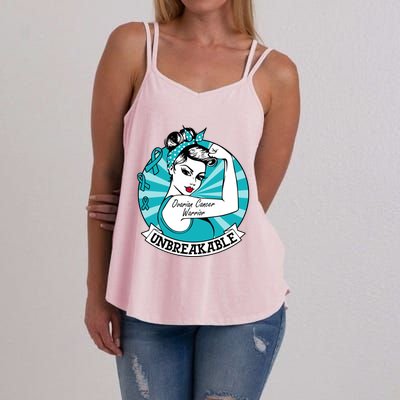 Ovarian Cancer Warrior Unbreakable Ovarian Cancer Awareness Gift Women's Strappy Tank