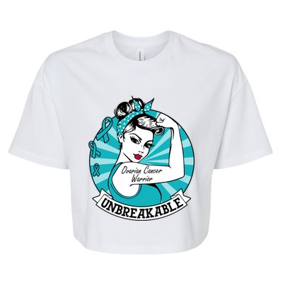 Ovarian Cancer Warrior Unbreakable Ovarian Cancer Awareness Gift Bella+Canvas Jersey Crop Tee