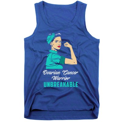 Ovarian Cancer Warrior Unbreakable Ovarian Cancer Awareness Funny Gift Tank Top